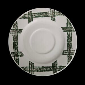 Citation Cades Cove Collection Green Plaid Saucer Set of 4 Ceramic 6.5"